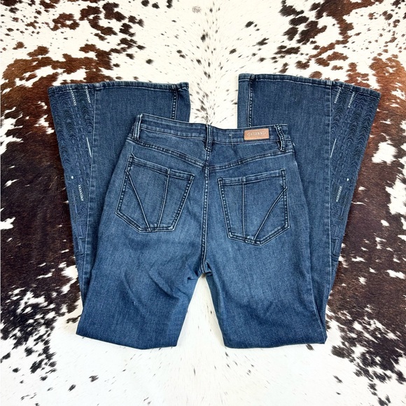 Women's Dark Blue Flare Jeans - Picture 4 of 10